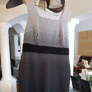Cleo Black and White Polka Dot lined polyspandex dress in size large